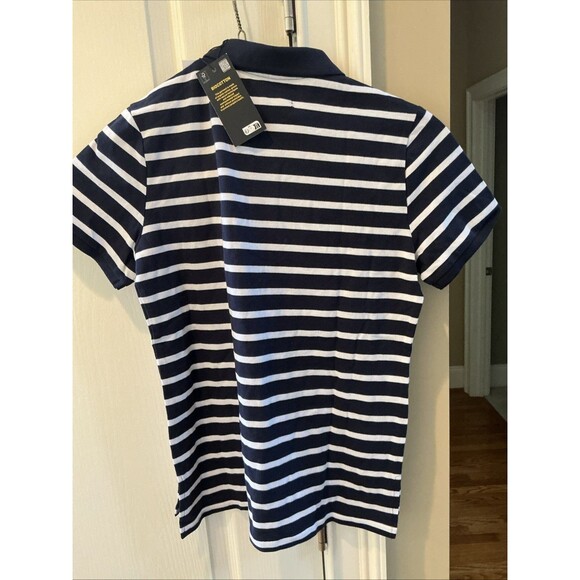 Piombo Women's Polo Blue &white Stripe Size medium - Picture 4 of 7